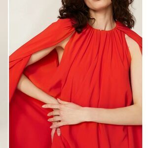 MSRP $1,143 Atlein Red Cape Dress Mini Knee High Small